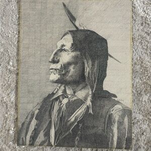 Hand drawn Native American Chief sketch by A.B. Rope . 10x13